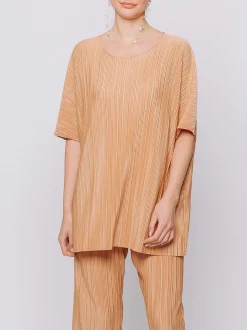 Maxi t-shirt a scatola plissè