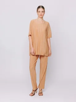 Maxi t-shirt a scatola plissè