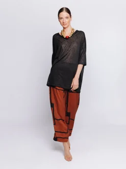 Maxi t-shirt in tessuto fiammato