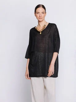 Maxi t-shirt in tessuto fiammato