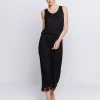Pantalone cropped con inserto in mussola