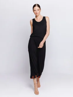 Pantalone cropped con inserto in mussola