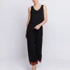 Pantalone cropped con inserto in mussola