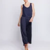 Pantalone cropped con inserto in mussola