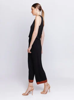 Pantalone cropped con inserto in mussola