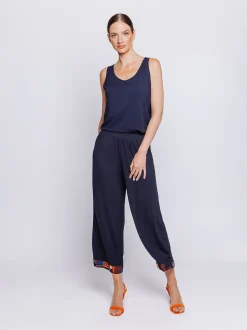 Pantalone cropped con inserto in mussola
