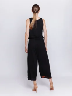 Pantalone cropped con inserto in mussola