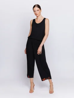 Pantalone cropped con inserto in mussola