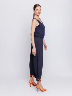 Pantalone cropped con inserto in mussola