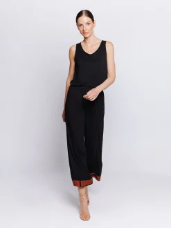 Pantalone cropped con inserto in mussola