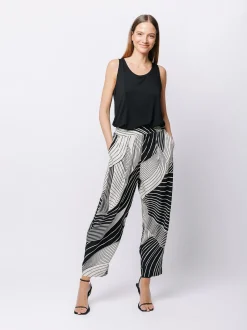 Pantalone gaucho in viscosa stampa OPTICAL