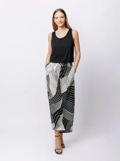 Pantalone gaucho in viscosa stampa OPTICAL