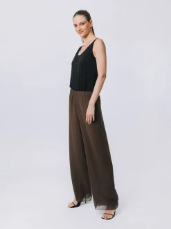 Pantalone in doppio strato di chiffon