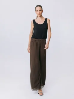 Pantalone in doppio strato di chiffon