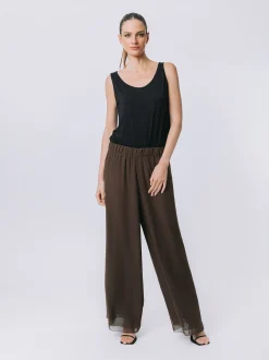 Pantalone in doppio strato di chiffon