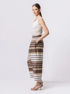 Pantalone in laminé rigato