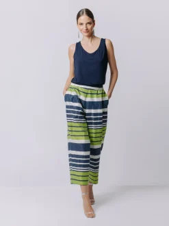 Pantalone in laminé rigato