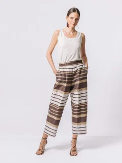 Pantalone in laminé rigato