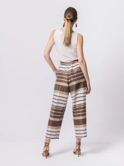 Pantalone in laminé rigato
