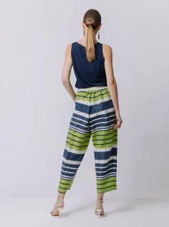 Pantalone in laminé rigato