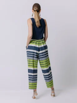 Pantalone in laminé rigato