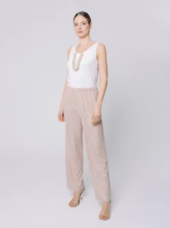 Pantalone morbido gessato stretch