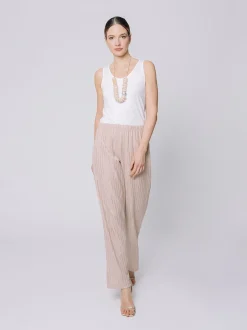 Pantalone morbido gessato stretch