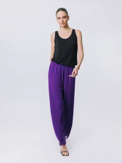 Pantalone morbido in doppio strato di chiffon