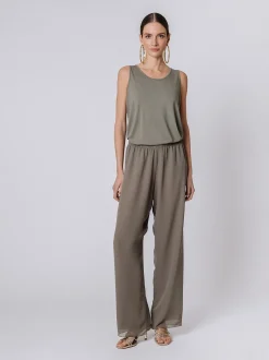 Pantalone morbido in doppio strato di chiffon