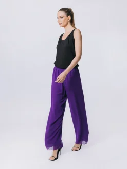 Pantalone morbido in doppio strato di chiffon