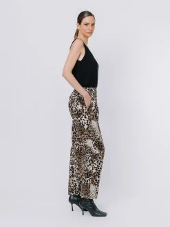 Pantaloni chino in twill di cotone animalier
