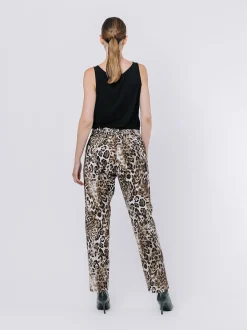 Pantaloni chino in twill di cotone animalier