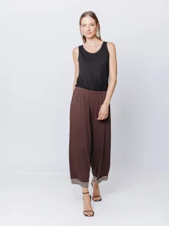 Pantaloni cropped in jersey con fondo Micro Animalier