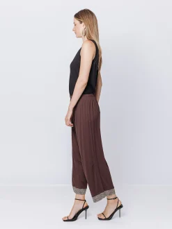 Pantaloni cropped in jersey con fondo Micro Animalier