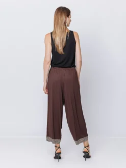 Pantaloni cropped in jersey con fondo Micro Animalier