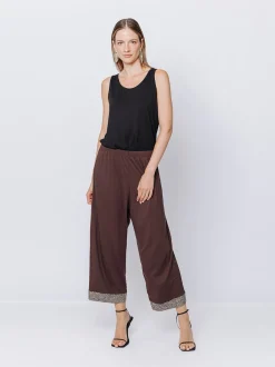 Pantaloni cropped in jersey con fondo Micro Animalier