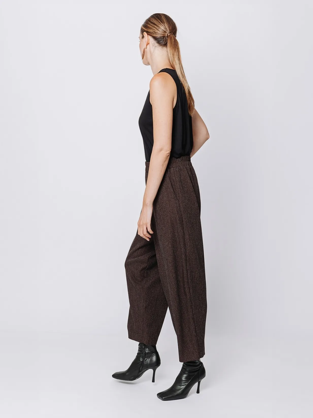 Pantaloni gaucho con trama melange