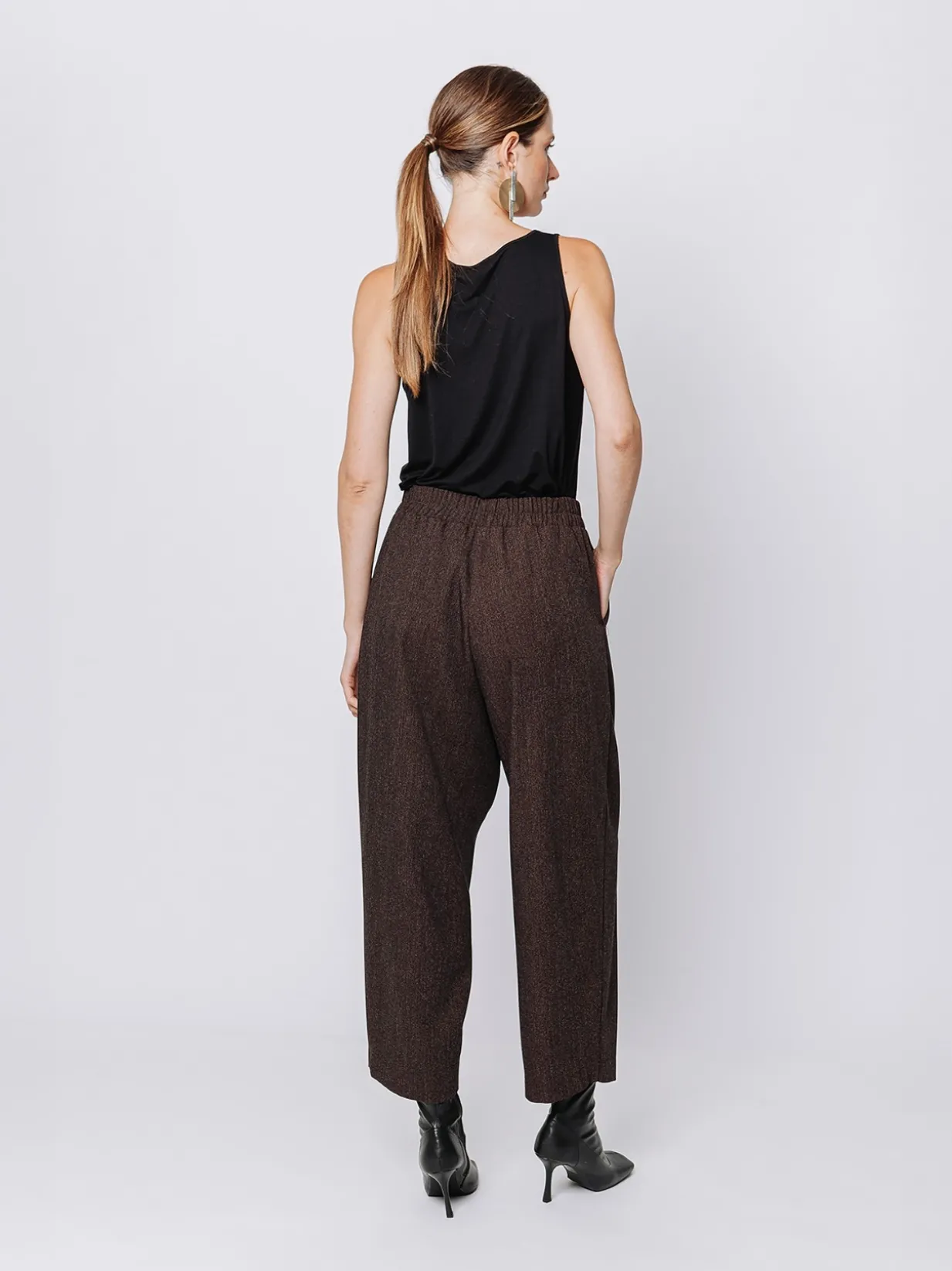 Pantaloni gaucho con trama melange