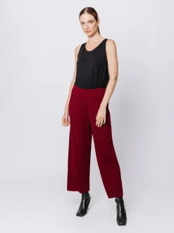 Pantaloni gaucho in maglia a coste
