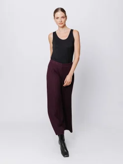 Pantaloni gaucho in maglia a coste