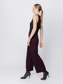Pantaloni gaucho in maglia a coste