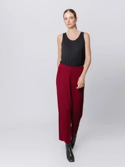 Pantaloni gaucho in maglia a coste