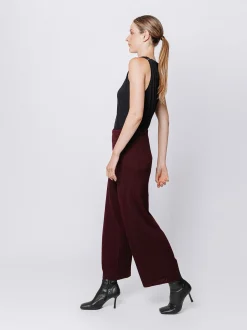 Pantaloni gaucho in maglia a coste