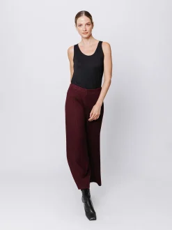 Pantaloni gaucho in maglia a coste