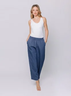 Pantaloni gaucho micro gessati