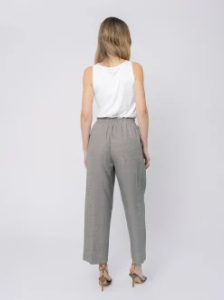 Pantaloni in Misto Cotone e Lino
