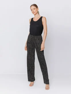 Pantaloni morbidi in plissé lurex