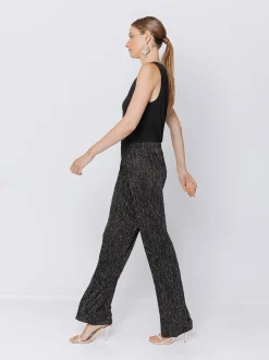 Pantaloni morbidi in plissé lurex