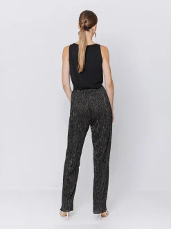 Pantaloni morbidi in plissé lurex