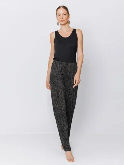 Pantaloni morbidi in plissé lurex
